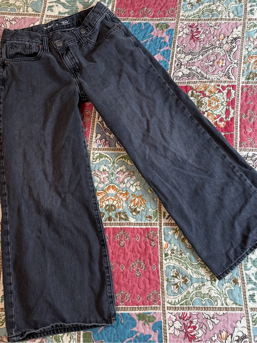 Old Navy High-Rise Super Baggy Wide Leg Jeans Charcoal Wash Sz 12 Girls